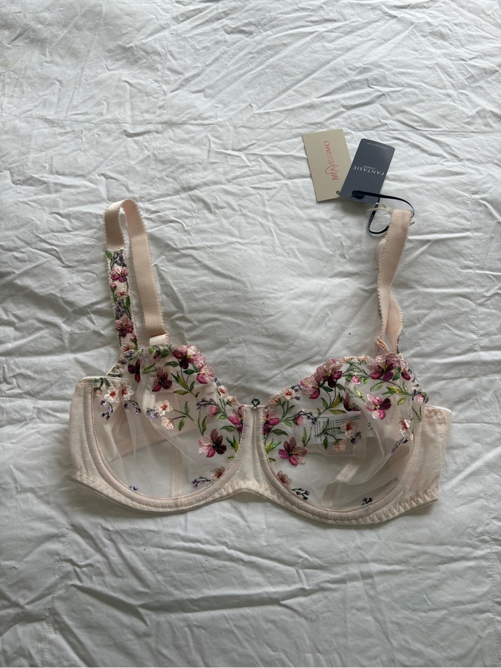 Fantasie Marie Pale Pink Sheer Embroidered Floral Underwire Bra